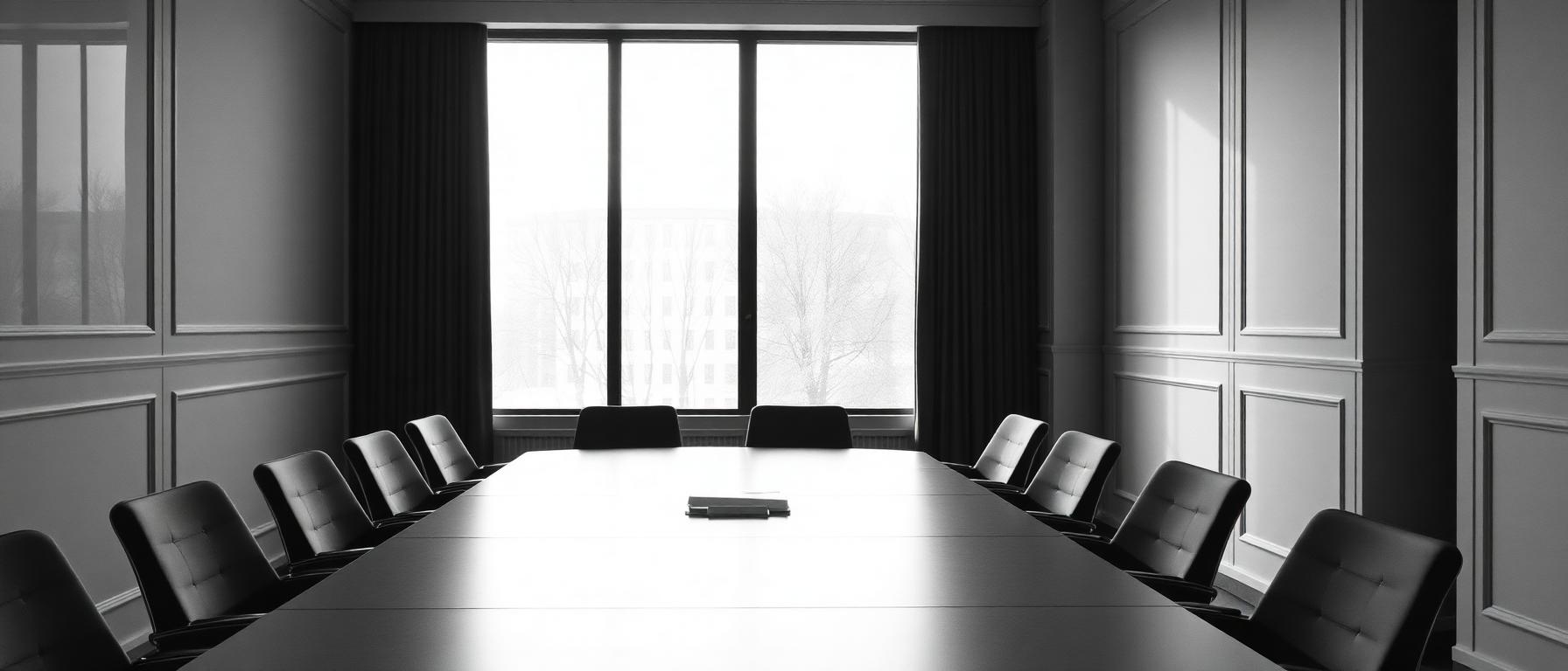 Meeting table detail in a law office, monochrome